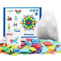 Diikamiiok 210piece Wooden 3D Puzzles for Kids Geometric Shape Tangram Jigsaw Puzzle Montessori Games Children Educational Toys blue
