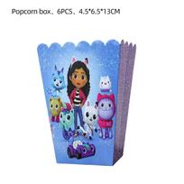 Dollhouse Gabby Popcorn Box Candy Box Birthday Party Decoration Cartoon Gabbys Snack Biscuit Box Baby Shower Party Supplies Gift 12PCS gray