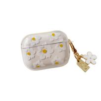 Protective Case for Apple AirPods Pro 3 AirPods 4 Earbuds Compatible with AirPods Pro 2 with Floral Pattern and Attached Flower Pendant Keychain One Size balta