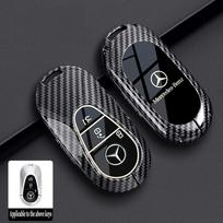 Lydinio anglies pluošto stiliaus automobilio rakto dėklas dangtelis Mercedes Benz C E S klasės W206 W223 W214 GLA GLB GLC CLA CLS E300 S450 S580 S500 BF1 black