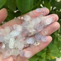 50g 8mmTransparent Iridescent Sequins with Edge Hole for Wedding Dress Embroidery,Bridal Gown Appliques Sew on loosen sequins 8mm