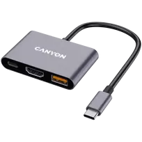 Šakotuvas CANYON hub DS-4 3in1 USB-C Grey CNS-TDS4