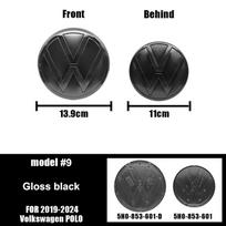 2pcs Replacement Car Front Grill/Rear Emblem Lid Covers Logo Badge Accessories For Volkswagen VW POLO 2019-2024 gray