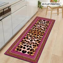 1Pcs Vintage Style Leopard Print Non-Slip Washable Area Rug Runner for Entryway, Living Room, Bedroom & Patio 80X200cm brown