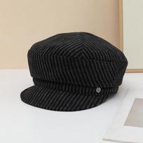 Women S Striped Newsboy Hat British Style Elegant Versatile Hat One Size kava
