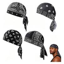Paisley Cooling Headscarf Cap Set, Bandana black
