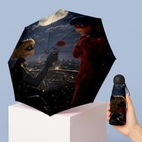 Miraculous Ladybug Printed 5?Fold Mini Umbrella 8?Rib Windproof Compact Umbrella For Women Pocket Carry gray