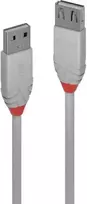 „LINDY USB 2.0 prailginimo kabelis, tipas A/A, „Anthra Line“, M/F, 0,5 m, pilkos spalvos“