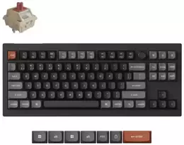 „Keychron V3 Ultra 80 % TKL 8K Tri-Mode K POM Red“ belaidė mechaninė klaviatūra, juoda