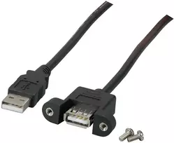 „EFB USB 2.0 prailginimo kabelis A-A, su įmontuojama jungtimi, 0,5 m, juodas, „Classic““
