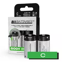 USB-C įkraunamos ličio jonų baterijos LR14 C, 3000 mAh (2 vnt.)