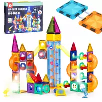Magnetic light-up construction blocks marble run 134 pieces