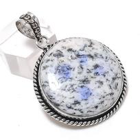K2 Blue Azurite Gemstone 925 Sterling Silver Jewelry Pendant 1.85 gray