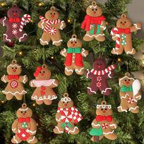 12pcs Gingerbread Man Ornaments for Christmas Tree Assorted Plastic and for Christmas Tree Hanging Decorations 12pcs brown