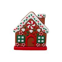 1/2Pcs Christmas Button Covers  Gingerbread House Shape Reusable Easy to Install Christmas Knob Covers white