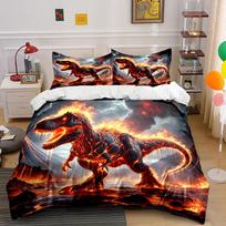 Fiery dinosaur amidst lava. Bedding sets Duvet cover sets Duvet covers Pillowcases(1 * Duvet Cover 2 * Pillowcases without duvet insert) 135x200cm black
