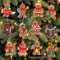 Pink Candy Christmas House and Gingerbread Man Tree Ornament brown