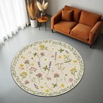 Žalias miškas apvalus kilimas medžių raštas apskritimas botaninis neslystantis kilimas gamtos tema grindų kilimėlis kotedžo stiliaus kaimiškas svetainės kilimas 80cmx80cm black