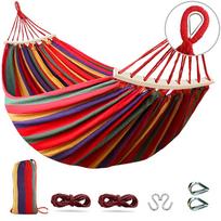 Hammocks Portable Camping Hammock Upgraded 550lb Comfortable Fabric Hammock with Two Anti Roll Balance Beam and Sturdy Tree Straps red