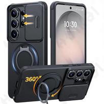 Case for Samsung S26 Ultra Plus 360 Full Armor Sliding Camera Cover 360 PC Support Ring and Tpu Case Back Funda Shell Coque Samsung S26 Ultra gray