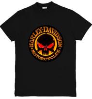Harley-Davidson įkvėptas grafinis unisex marškinėlis su erelio ir kaukolės grafika S-3XL XL black