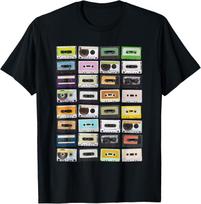 Cassette Tape Retro 80s 90s Graphic Tee Cotton Blend Short Sleeve T-Shirt for Unisex Casual Streetwear XXXL black