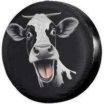 Funny Cow Face Spare Tire Cover Waterproof Sun Protector for RV SUV Truck Wheels 14inch