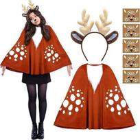 Deer antler headband with reindeer costume cloak, adult Christmas party, Halloween stage performance fancy dress role-playing set black