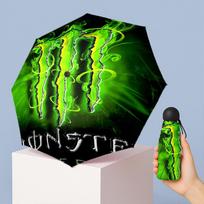 Monster Energy Printed 5?Fold Mini Umbrella 8?Rib Windproof Compact Umbrella For Women Pocket Carry black