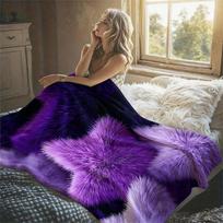 Violetinės pūkuotos žvaigždės flanelinis pledas šiltas minkštas Helovino Kalėdų dekoratyvinis sofai šiltas jaukus visų sezonų dovana 75cm*90cm blue