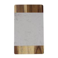 Wooden Edge Cutting Board With Marble Inlay Dual-Sided Kitchen Prep Tray Cheese Fruit Snacks Steak Square
