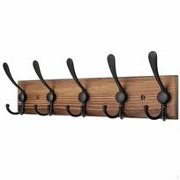 Tvirtas medinis drabužių kabykla su kabliukais | Kabliukų daugiafunkcinė kabykla, Rustic, prieškambariui brown