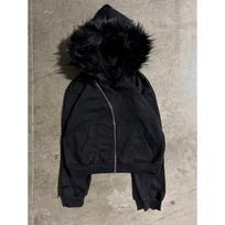 Unisex laisvas džemperis su nuimamu dirbtinio kailio apykakle, užtrauktukas priekyje, gatvės stiliaus, laisvalaikio, žiemos Medium juoda