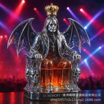 Kūrybingas Ozzy Osbourne Juodų Sparnų Viskiui Decanteris 350ml Aukšto Borosilikatinio Stiklo Kaukolės Vyno Butelis Gotikinė Namų Baro Dekoro Purple crown cap 350ml blue