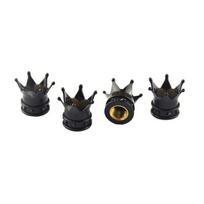 4 Pcs Crown Tire Valve Cap Car Wheel Air Valve Dustproof Caps Motorcycle Tyre Valve Dust Covers Crown Decor Auto Accessories 4pcs black black