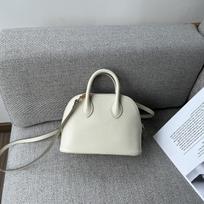 Mini Goat Print Top Layer Leather Shell Leather Crossbody Small Bag, Fashionable Bowling Bag, Versatile Handbag gray