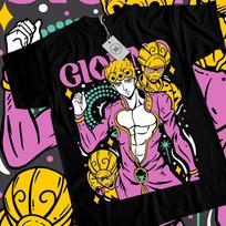Giorno Giovanna T-shirt JoJo's Bizarre Adventure Anime Manga Gift Shirt Black Unisex T-Shirt S white
