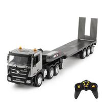 Huina 1318 RC Trailer Truck Car Model 2.4Ghz Construction Tractor Remote Control Panel Flipable Flatbed Vehicle Playthings ideal for Boy Gifts gray