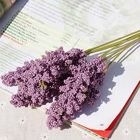 Vanilla Foam Berry Spike Artificial Flowers Set of 6 for Bridal Bouquet violetinė
