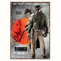 Vintažinis Django Unchained metalinis skardinis ženklas Nostalgiškas vesterno filmo plakatas Aliumininis sienos menas Namų svetainei Darbo kabinetui 20x30cm（7.8x11.8inch） black