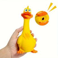 Pet Dog Sound Toy - Screaming Standing Chicken and Big-Mouthed Duck, Latex Squeaky Teething Dog Toy juoda