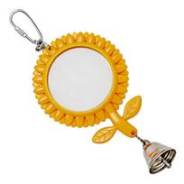 Safe Double Sice Bird Cage Mirror Toy With Sun Flower Shape Cage Decoration Entertainment Activity Parrots Exercise Toy 1 white