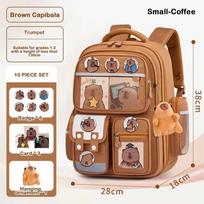 1pcs  Capybara School Bag Waterproof Backpack Large Capacity Alleviate Burden Protecting Spine Widen Straps Backpack for Students Gift
