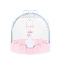 Large Space Portable Hamster Cage Transparent Breathable Mesh Small Animal Carrier Large Opening with Water Bottle rožinė
