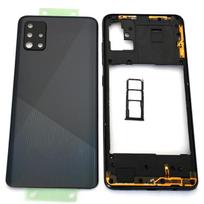 A51 4G Middle Frame For Samsung Galaxy A51 4G A515 Housing Battery Back Cover With Camera Lens Rear Door Glass A515 SIM Card mėlyna