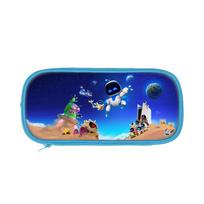 Astro Bot Themed Nylon Dual Compartment Pencil Bag With Space Robot Design For Children Style C blue