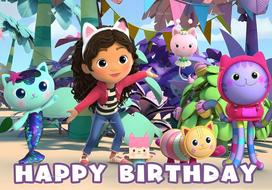 Cartoon Gabby Dollhouse Children Birthday Party Supplies Decoration Background Girl Baby Shower Pink Toy Photo Shoot Banner Prop 47.2x31.5inch/120*80cm black