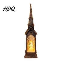 Glowing Cabin Ornament Christmas House Lantern Night Light LED Tabletop Decor with Cottage Party Atmosphere Scene Flameless Candle Lamp for B brown