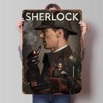 Šerloko Holmso metalinis plakatas Individualus sienų menas Retro vintažiniai skardinės lentelės namų dekoravimui Svetainės dekoravimas Namuose Vyrams 20x30cm（7.8x11.8inch） black