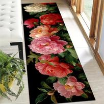 1Pcs Vintage Non-Slip Washable Area Rug Runner for Entryway, Living Room, Bedroom & Patio 60X90cm black
